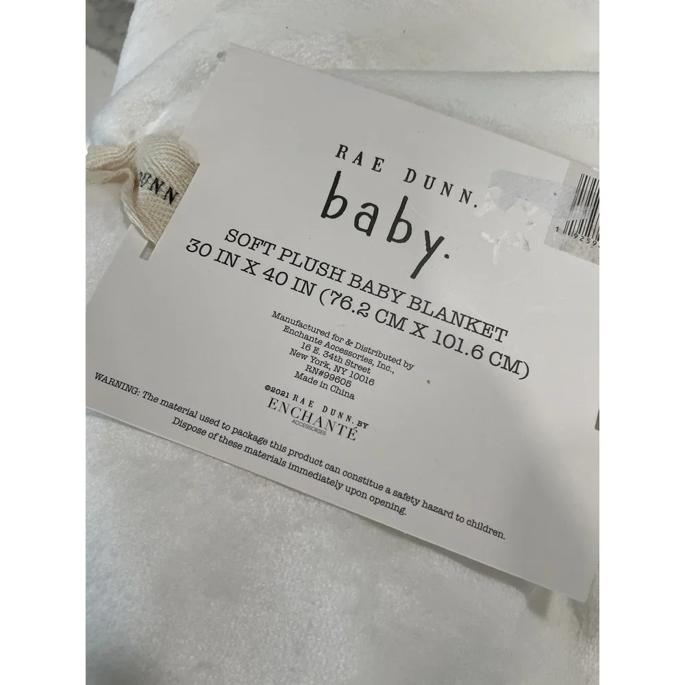 RAE DUNN Baby Blanket hello world‎ white Infant NEW NIP NWT
